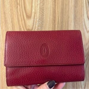 Cartier Red Burgundy Leather Wallet in Excellent Condition